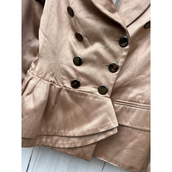 Barbara Bui Double Breasted Silk‎ Lined Blazer Jacket Peplum Detail Size 36/XS - Picture 4 of 12